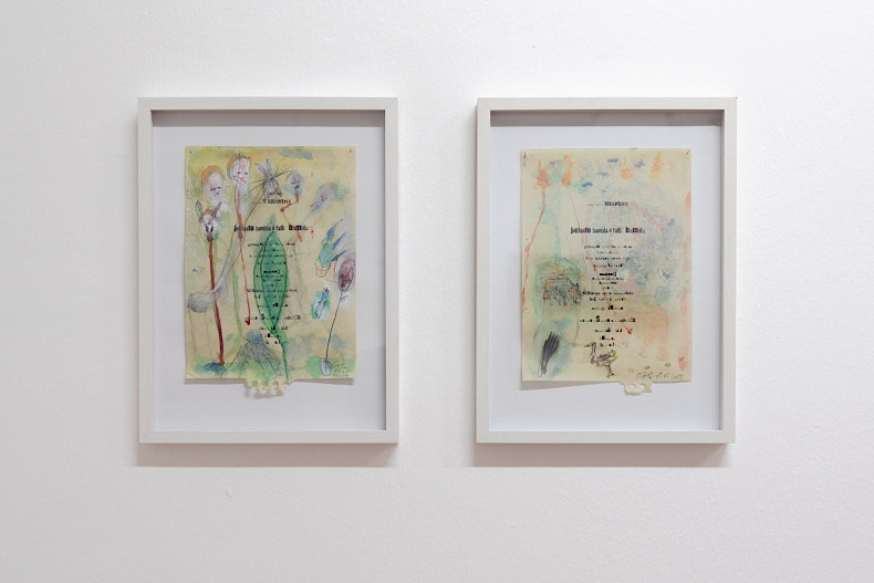 Stefan Göler: Karavane I & II, 2022. Mixed media on paper, 28 x 20 cm each. Photo: Elena Helfrecht