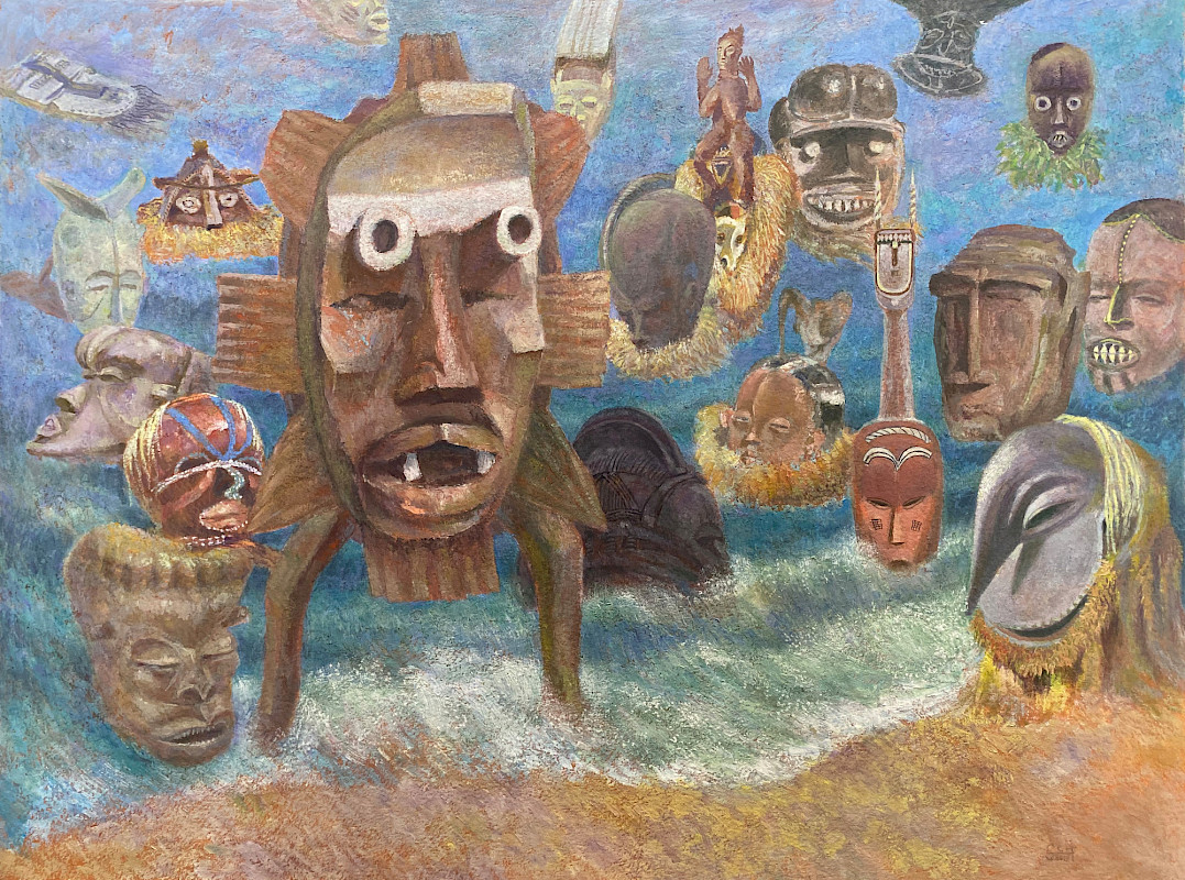 Friedrich Schreiber, Umzug, 2019, Öl auf Hartfaserplatte, 90 x 119 cm