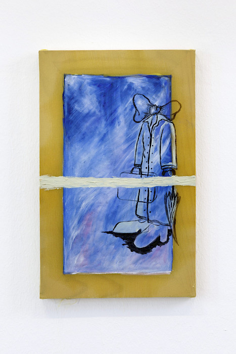 Camille Tsvetoukhine: Knotted Head, 2024, Oil on silk, 35 × 22 cm (Photo: Clemens Mayer)