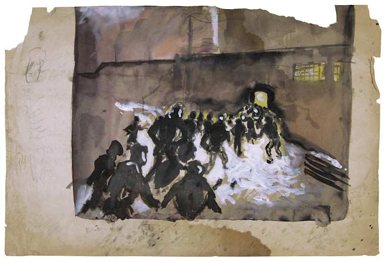 Boris Lurie: Untitled, c. 1940-1950, Aquarell auf Papier, 30 × 45 cm (Foto: Tim Nighswander)