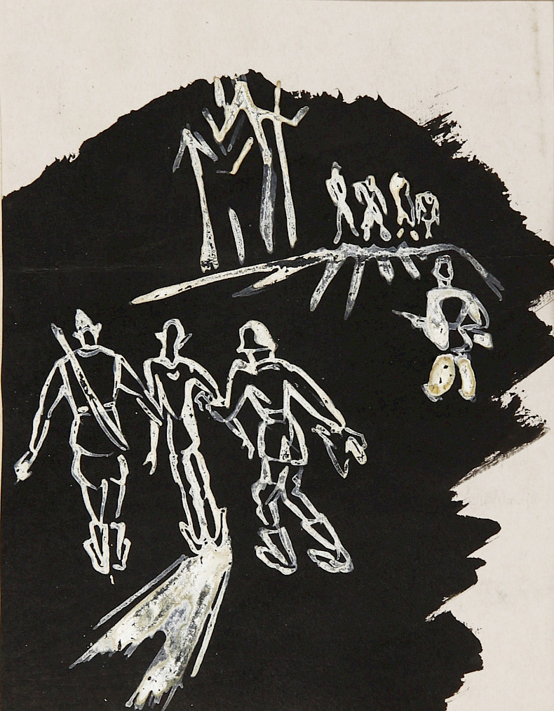 Boris Lurie: Untitled, c. 1946, Feder, Tusche und Gouache auf Papier, 24 × 20 cm (Foto: Tim Nighswander)