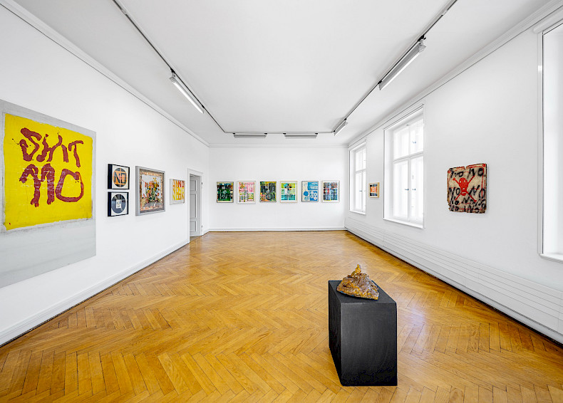NEIN! Boris Lurie and NO!art, Ausstellungsansicht 2026, Kebbel Villa, Schwandorf (Foto: Marcus Rebmann)