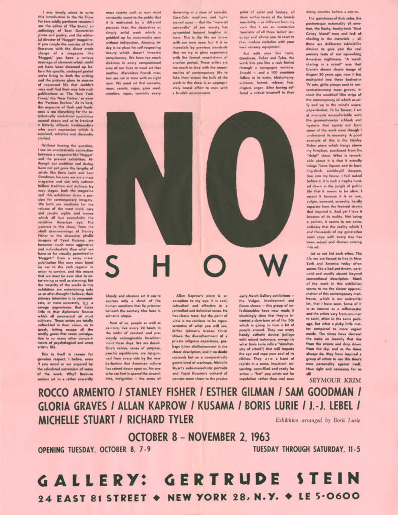 Gallery: Gertrude Stein, NO Show, 1964, Ausstellungsplakat, 56 × 43 cm (Foto: Tim Nighswander)